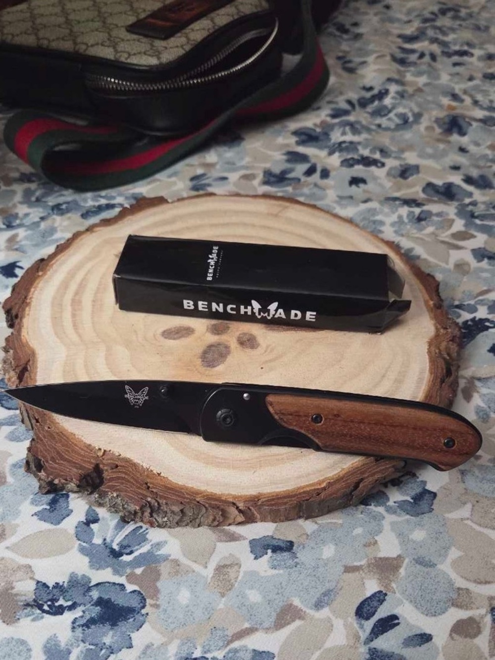 Benchmade Men’s Folding Knife-Black Blade Wood Handle X2 Two identical knives